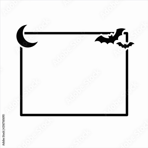 Halloween Frame with Moon and Bats Symbolizing Spooky Season, Decorative Border Design