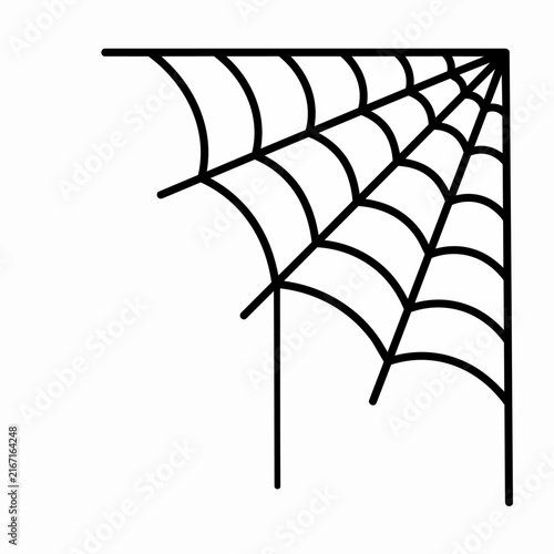 Halloween Spider Web Corner Border with Minimalist Line Art Symbolizing Spooky Themes