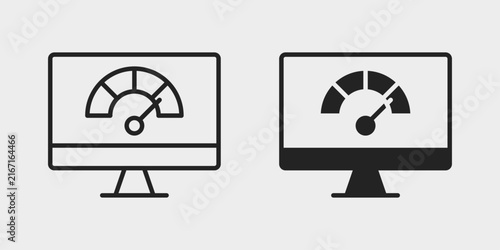 SaaS Performance Monitoring Icon represents software speed, system health, and cloud service performance with editable outline and fill vector illustrations.