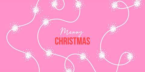 Store enrouleur Chambre d’enfants Holiday Christmas banner, card, poster, cover, background. Modern bright Christmas design with hand drawn doodle sparkling lights for seasonal greetings, sales, printing and advertising.  © Tanya Shulga