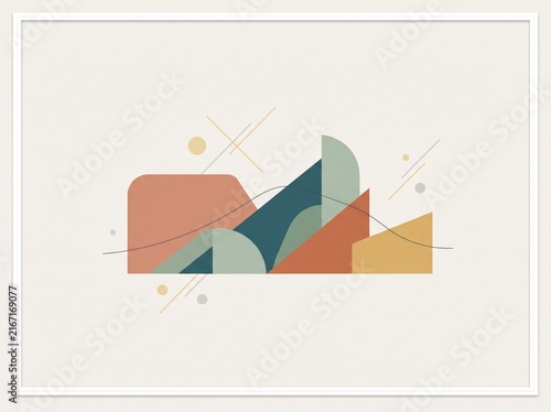 Minimalist abstract geometric shapes colorful illustration background