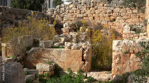 Kas, Turkey - February 16, 2026: Zoom in ruins of the Hellenistic temple in downtown Kas
