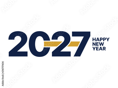 2027 happy new year typography isolated on white background