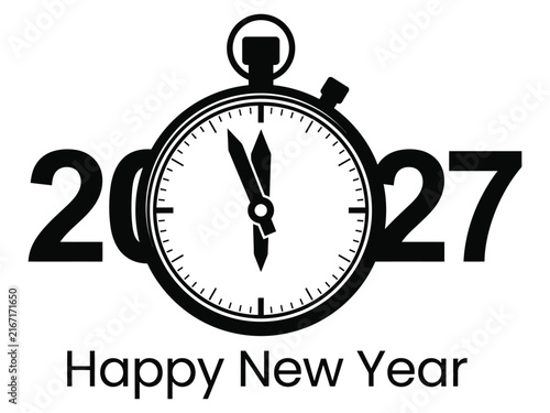 2027 happy new year countdown clock isolated on white background