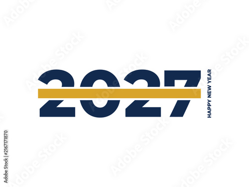 2027 happy new year typography design isolated on white background