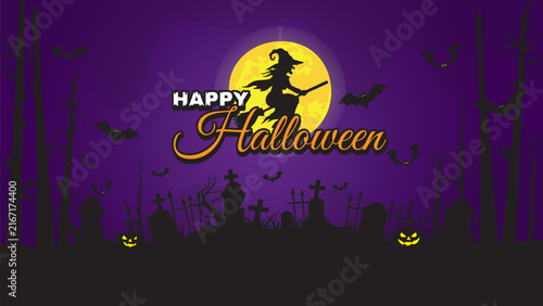 Halloween silhouette background vector illustration.