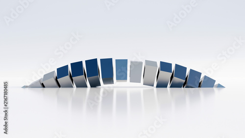 Foto 3D abstract blue bridge of blocks on white