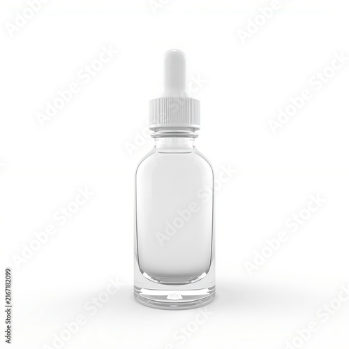 3D blank unbranded glass tincture dropper bottle mockup