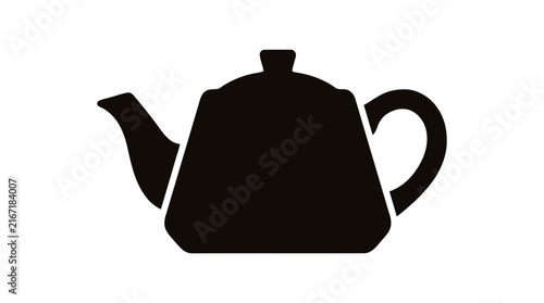 Vector illustration of black silhouette icon of a teapot on a transparent background