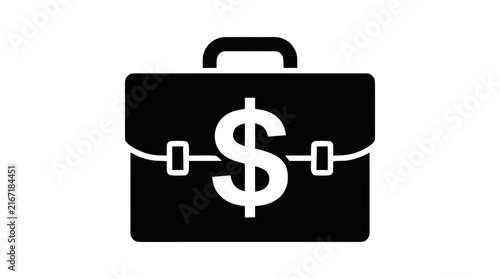 Vector illustration of briefcase with dollar sign icon representing financial business on a transparent background