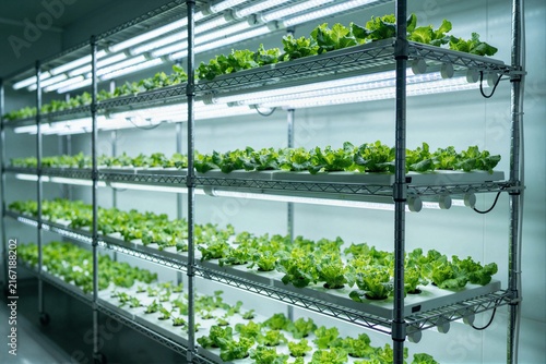 Indoor Vertical Hydroponic Lettuce Farm with LED Lights