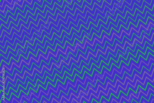 Close-up of colorful zigzag fabric pattern in blue and green