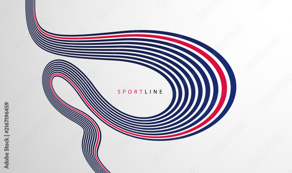 Obraz premium Abstract sport background with flowing parallel lines and single color accent symbolizing speed, focus, race momentum, athletic performance and competitive motion.