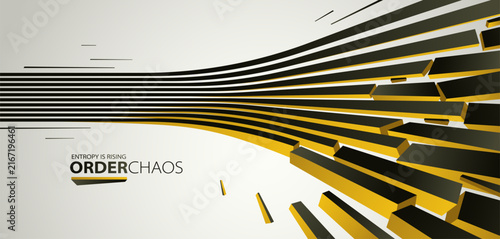 Fotografía Chaos and order vector concept abstract background with lines explosion to debris in decay, 3D wallpaper with perspective lines going to chaos of destruction