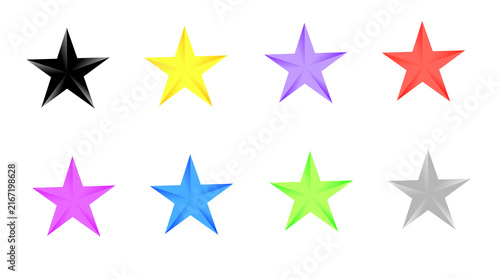 A set of colorful stars in 3D style, a set of colorful stars isolated transparent background