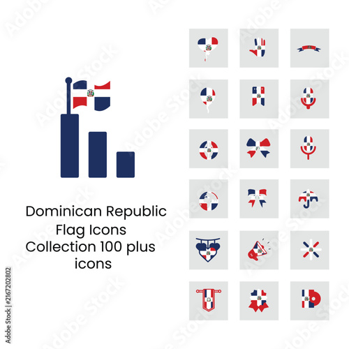 Dominican Republic flag icons in new design
