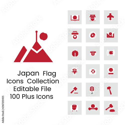 Japans flags icons in new
