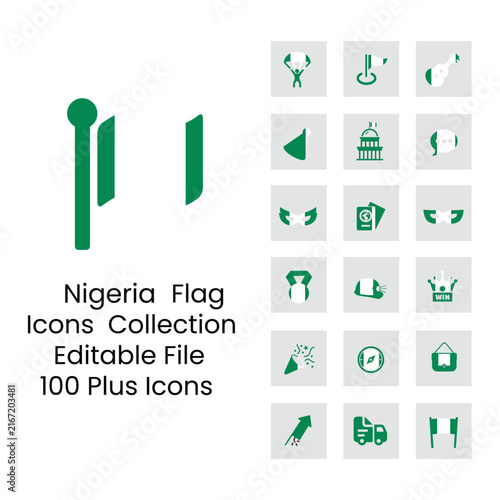 Nigeria flag icons in different styles