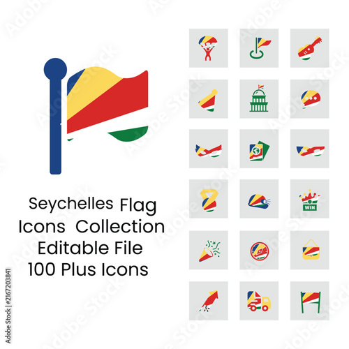 Seychelles flag icons in different styles