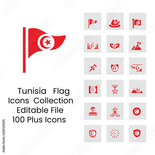 Tunisia flags icons 18 styles