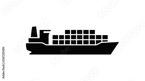Vector illustration of cargo ship icon for logistics and global shipping transportation on a transparent background