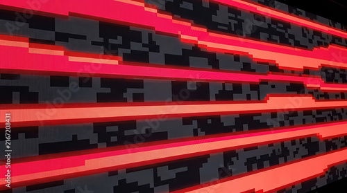 Abstract background with glowing red neon lines on a dark black texture