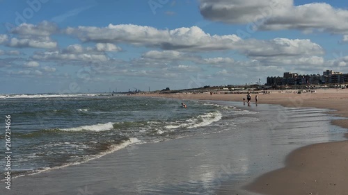 Sandy Coastline and Ocean Horizon at Zandvoort Beach