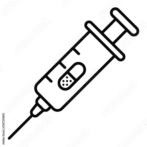 Simple black and white syringe icon illustration