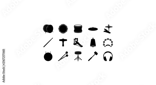 Canvas Print Drum Kit Icons, Musical Instruments, Percussion Set
