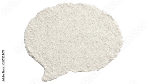 Blank handmade deckle edge paper speech bubble cutout isolated on white background