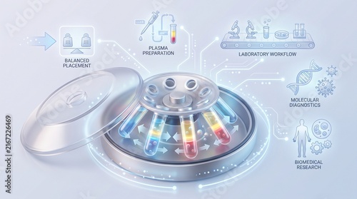 Centrifuge Rotor Infographic Illustrating High-Speed Laboratory Sample Separation