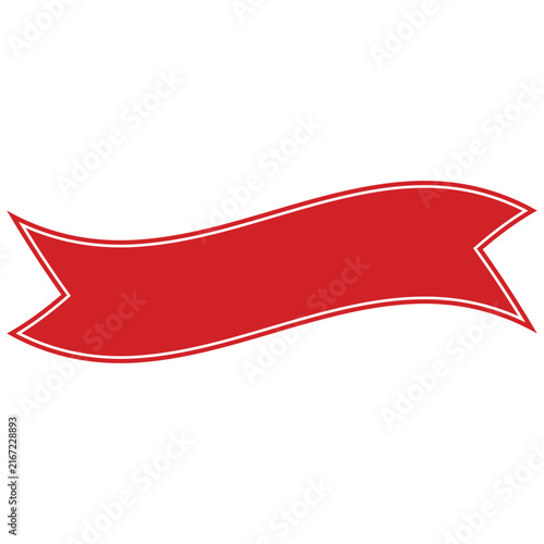 Red ribbon banner with white outline decorative empty frame