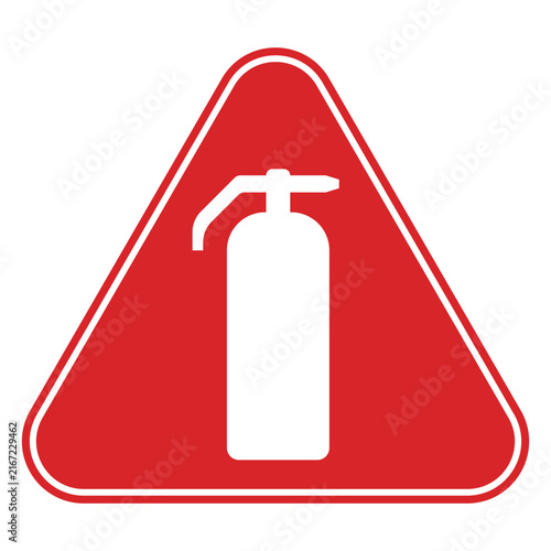 Red triangular fire extinguisher safety symbol emergency equipment signage