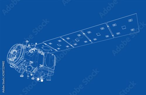 satellite blueprint design. Vector