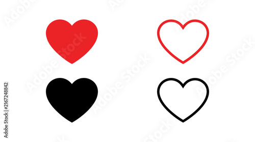 Принти на полотні Four heart shapes in varying styles against a white background