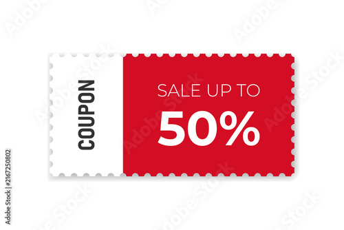 Discount coupon layout. Ticket template. Discount coupon. Minimalist design.