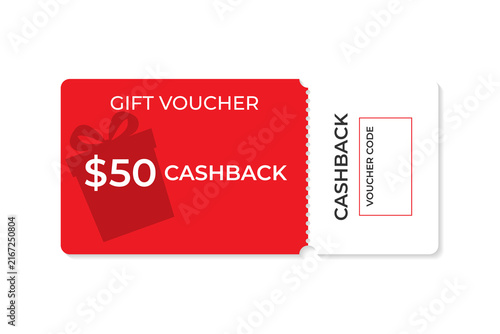 Discount coupon layout. Ticket template. Discount coupon. Gift voucher. Cashback. Minimalist design. 