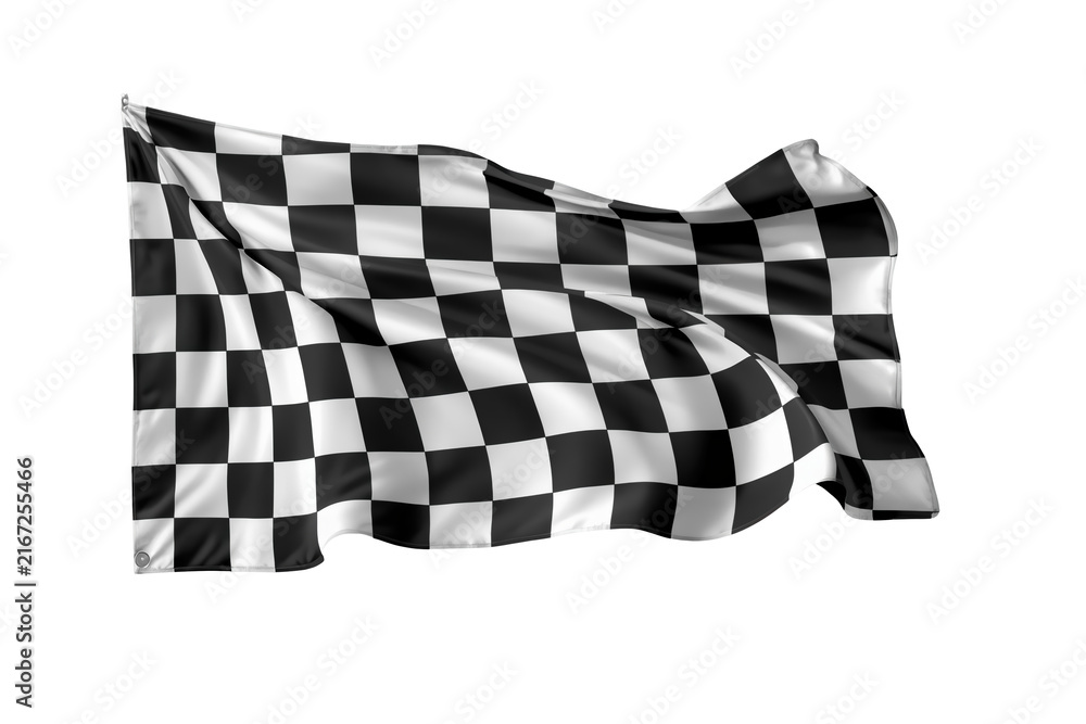 Obraz premium Black and white checkered racing flag waving freely