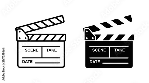 Vector illustration of movie clapperboard icons vector set on a transparent background