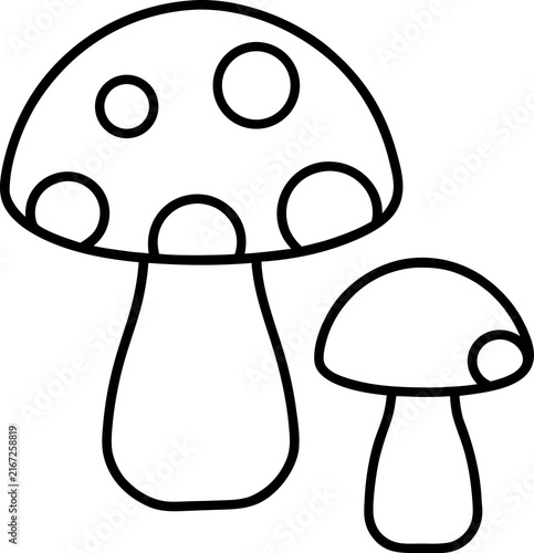 Quadro su tela Cute mushroom doodle lineart illustration