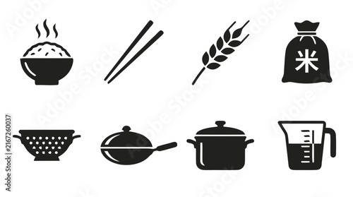 Vector illustration of kitchen and cooking icons set on a transparent background