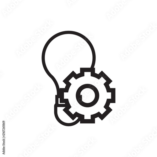Lightbulb with Gear Line Icon for Innovation Process Vector