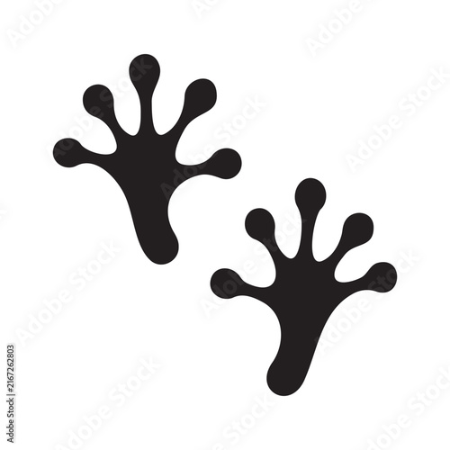 Black silhouettes representing the hand and foot prints of an amphibian icon vector flat design.