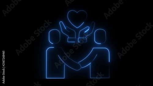 Couple holding glowing heart with hands