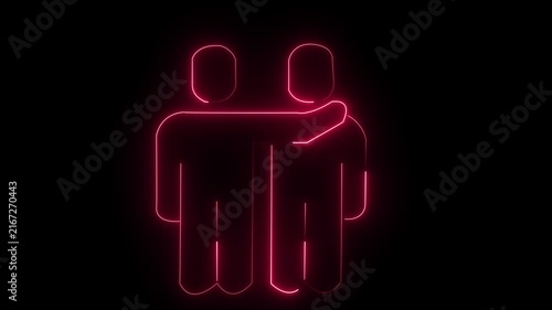 Red neon outline of two standing people