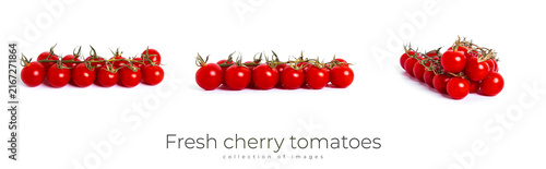 Fresh cherry tomatoes isolated on a white background.