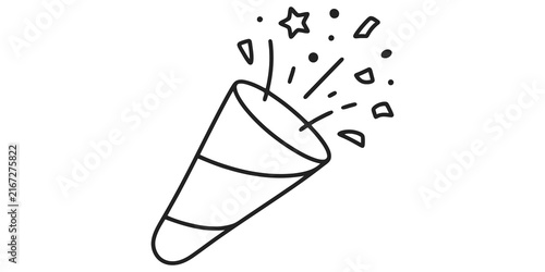 Konstfotografi Party popper explosion drawing sketch for festive celebration background art