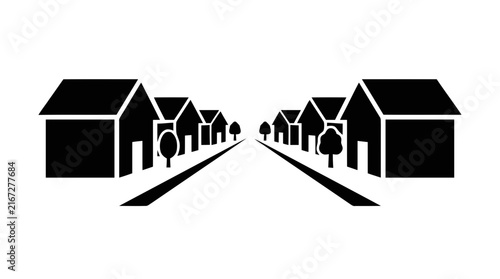 Vector illustration of street with houses on a transparent background