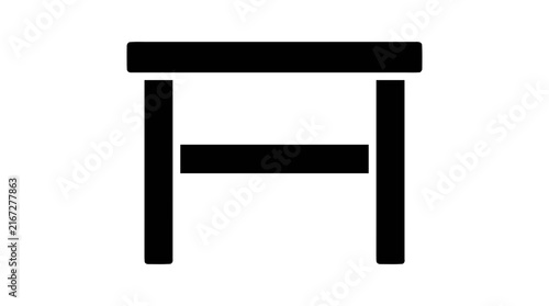 Vector illustration of black silhouette of a simple wooden bench or table on a transparent background