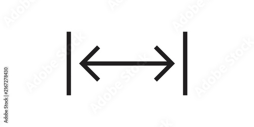 Foto Thin horizontal double arrow between vertical lines for measurement and dimension technical drafting illustrations